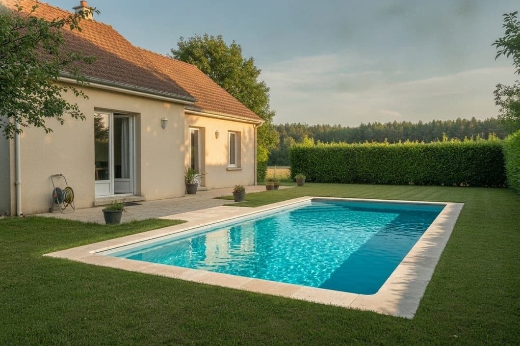 Le même jardin avec la piscine projetée par InSito